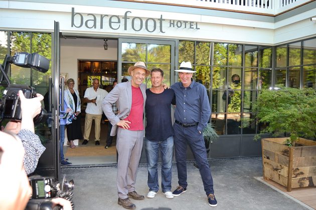 Heiner Lauterbach, Til Schweiger und Herbert Knaup vor dem barefoot-Eingang © Katrin Gehrke