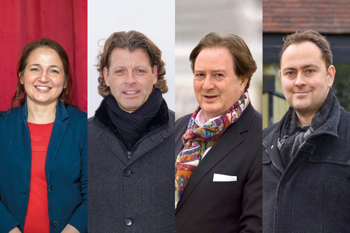 Sie kandidieren für das Amt des Bürgermeisters in Timmendorfer Strand: Hatice Kara (amtierende Bürgermeisterin), Robert Wagner, Dieter Metz, Sven Markus Kockel (v.l.).