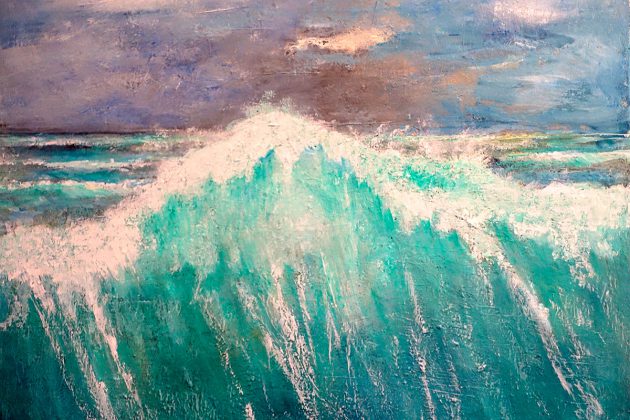 Die perfekte Welle - eindrucksvoll festgehalten in Acryl auf Leinwand.
