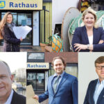Hier sind die Kandidat*innen für das Bürgermeisteramt in Timmendorfer Strand: Melanie Puschaddel-Freitag, Gesine Muus, Guido Gummert, Sven Markus Kockel und Sven Partheil-Böhnke (v.l.)