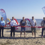 Eröffnung der Aktion „sealifeschützt“ am Timmendorfer Strand mit Joachim Nitz (TSNT), Andreas Schulz (SeaLife), Fabian Harloff, Marcus Bade und Bürgermeister Sven Partheil-Böhnke.