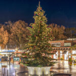 Auch wenn es rundum menschenleer ist, strahlt der schön geschmückte Tannenbaum im Timmendorfer Zentrum Feststimmung aus.