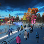 Romantisch beleuchtet, lädt die Eisbahn im Scharbeutzer Kurpark auch in den frühen Abendstunden zur Schlittschuh-Runde ein © www.luebecker-bucht-ostsee.de, Jan-Pfeuffer