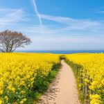 Verschlungene Wege führen durch die frische Frühlings-LandschaftVerschlungene Wege führen durch die frische Frühlings-Landschaft.